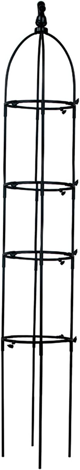 4.7FT Tower Garden Obelisk Trellis Metal Heavy Duty Garden Trellis Plant Tower Tomato Cage Tall Plant Support for Climbing Vines and Flowers Stands Black