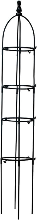 4.7FT Tower Garden Obelisk Trellis Metal Heavy Duty Garden Trellis Plant Tower Tomato Cage Tall Plant Support for Climbing Vines and Flowers Stands Black