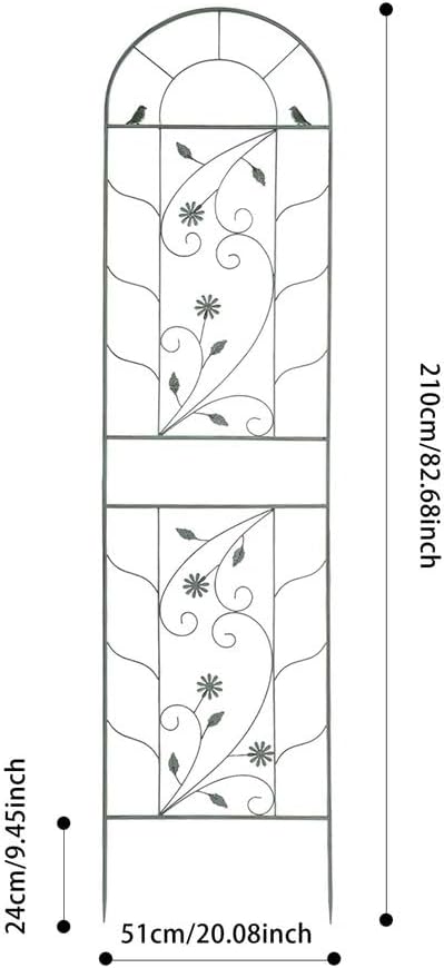 2 Packs 82.6x20 inch Metal Garden Trellis for Climbing Plants Outdoor Retro Iron Garden Decor Fences Panels Flower Plant Support Racks for Roses Vegetables Flowers Expandable (Green)