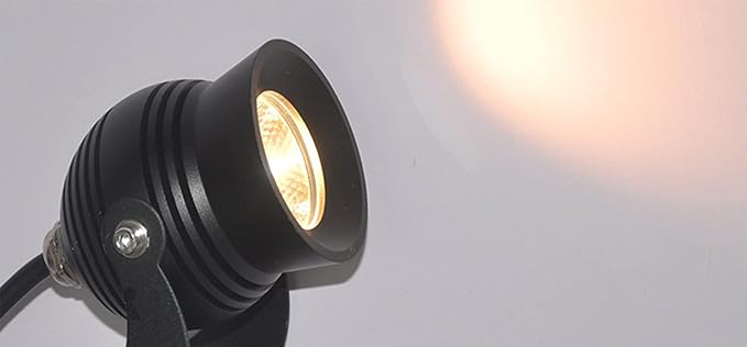 Kiven IP65 Waterproof LED Landscape Clamp Light Black Decorative Spotlight Lamp with Plug-in Cord and Timer for Indoor Outdoor Yard Step Statue Mini LED Lawn Light (7W Warm White)