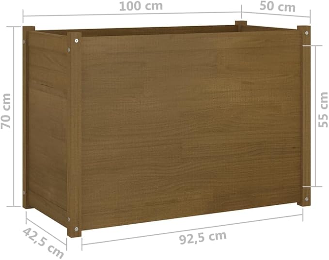 Wooden Garden Planter Box Raised Garden Bed Indoor Outdoor Planter Outdoor Wood Raised Garden Bed for Vegetables Flowers Herbs Honey Brown 39.4x19.7x27.6 Solid Wood Pine-202