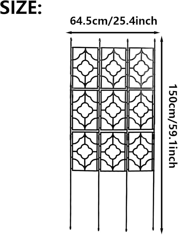 Outdoor Garden Trellis Plastic Coated Galvanized Fence Panel Durable Flowers Stands Support for Climbing Rose Vegetable Flower150cm