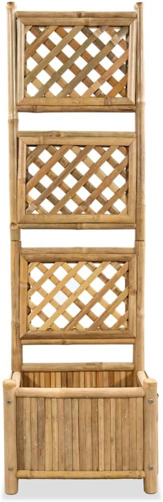 vidaXL - Bamboo Garden Raised Bed with Trellis - Climbing Plant Planter - Brown Rectangular - Outdoor Patio/Deck