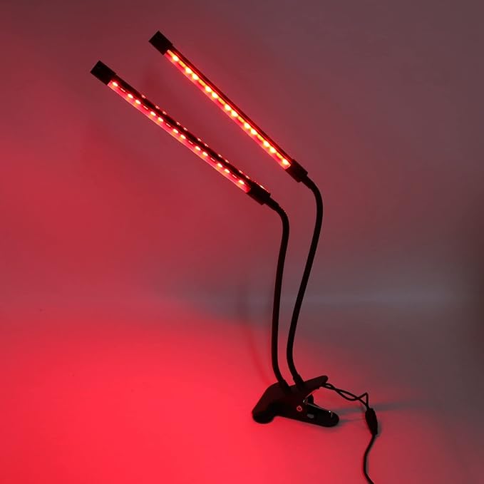 Plant Grow Light 30W USB Powered Dual Head Clip On Full Dimmable with Timing - Energy Efficient Flexible Angle Ideal for Indoor Plants