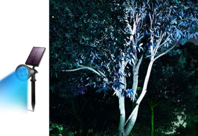 Solar Landscape Lights 4 LED Solar Spotlights 2 in 1 Security Light Solar Lights Outdoor Waterproof for TreePatioYard (Blue)