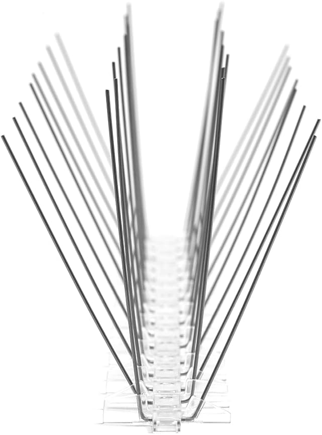 Bird B Gone - Pre-Assembled EnviroSpike Stainless Steel Anti Bird Spikes (50') - UV-Stabilized Polycarbonate Base - Humane Deterrent - Stops Pigeons &amp Birds from Roosting On Rooftops Ledges Fenc