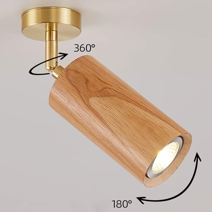 Led Fixed Track Lighting Wood Ceiling Spotlight 360°+180° Adjustable Mount Accent Spot Lamp Directio l Spotlights/Wall Lamps for Commercial Household