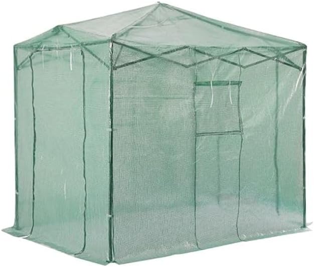 Garden Winds Custom Fit Replacement Cover Compatible with The Crown Shades GHPE48GR00 8’ x 6’ Portable Walk in Instant Pop Up Greenhouse Zipper Entry Doors Mesh Side Windows - PE Fabric - Green