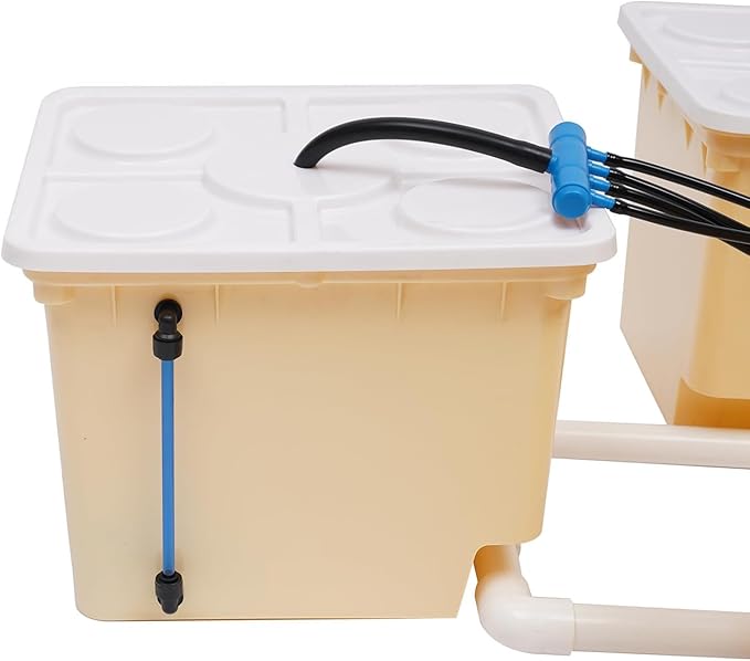 Hydroponics Growing System Kit 5 Box Deep Water Culture Hydroponic System Grow Kit w/Submerged Pump 11L Large Dutch Buckets w/Lids &amp 4 Drippers for Indoor &amp Outdoor Water Culture