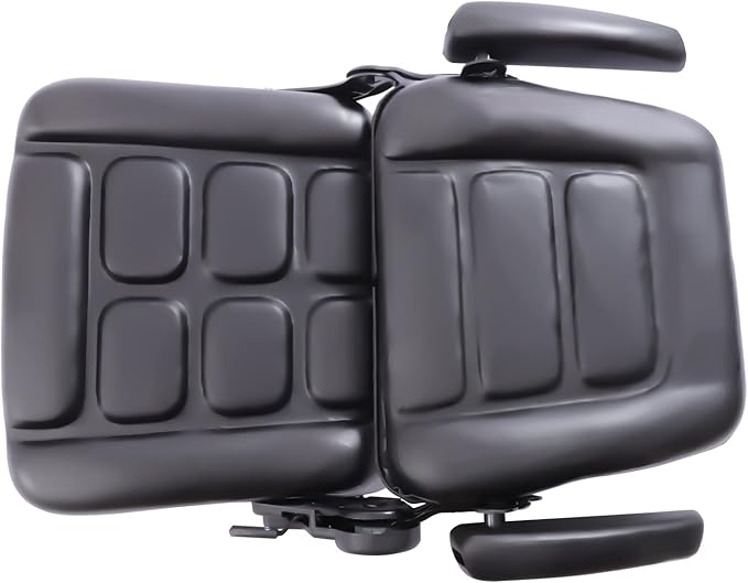 Universal Forklift Seat Forklift Seat with Armrests &amp Adjustable Backrest Foldable Lawn Mower Seat with Pre-Drilled Holes for Garden Excavator Bulldozer Trencher (A)