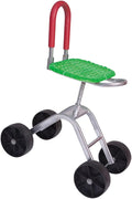 Garden Stool with 4 WheelsRolling Work Seat Adjustable Height 36-48cmwith Foldable Backrest for Lawn Yard Patio Outdoor(Green)