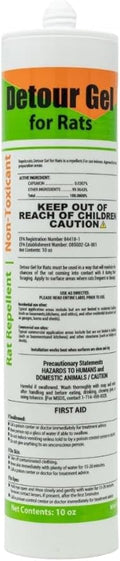 DETOUR Rat Repellent Gel | Professional Grade Rat Mice Repellent | 10 oz Caulking Tube | NSF-Approved for Food Preparation Areas | Protects Car Engine Wires &amp Outdoor Grills from Rodents | Toxin-F