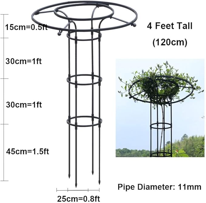 Umbrella Obelisk Garden Trellis for Climbing Plant 3ft 4ft 5ft 5.9ft 6.9ft Rustproof Metal Potted Plant Climbing Support for Indoor Outdoor Flowers Vegetable Fruits Vines Support (Black) ( Size : 120