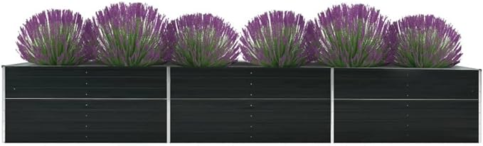 vidaXL Raised Garden Bed Raised Flower Bed Galvanized Steel Planter Outdoor Planter for Patio Backyard Garden Vegetables Herbs Anthracite