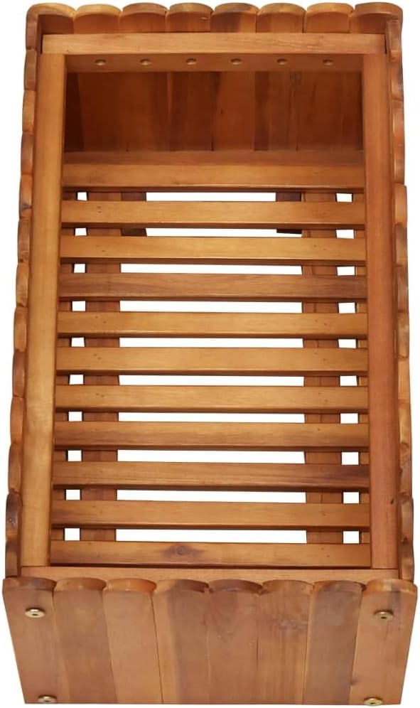 Solid Acacia Wood Raised Garden Planter Box 19.7 x 19.7 x 9.8 in Compact Rustic Flower Bed for Patio Balcony &amp Outdoor Herbs