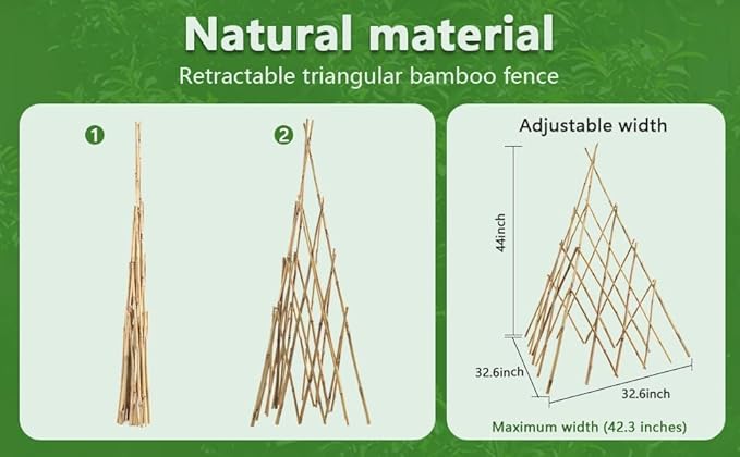 Garden Bamboo Obelisk Plant Support for Climbing Plants Outdoor Adjustable Height 35 to 45 inches Tall Cucumber Trellis