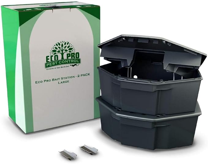 Rat Bait Stations 2-Pack | Refillable Outdoor Mouse Bait Station with Locks &amp Keys | Weather-Resistant Rodent Bait Box for Indoor &amp Outdoor | Pet &amp Kid-Safe Rat Trap Alternative - Large Si