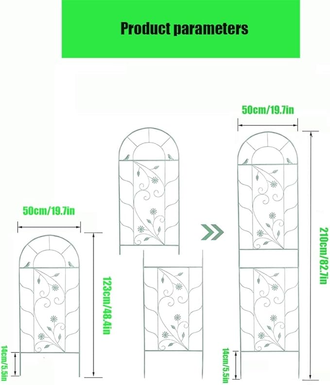 Upgraded Metal Garden Trellis for Climbing Plants Outdoor Plant Trellis Frame for Potted Plants Plant Support Screen Trellis for Flowers Vine Vegetable Indoor Outdoor(Color:WhiteSize:123*50CM/48.4*