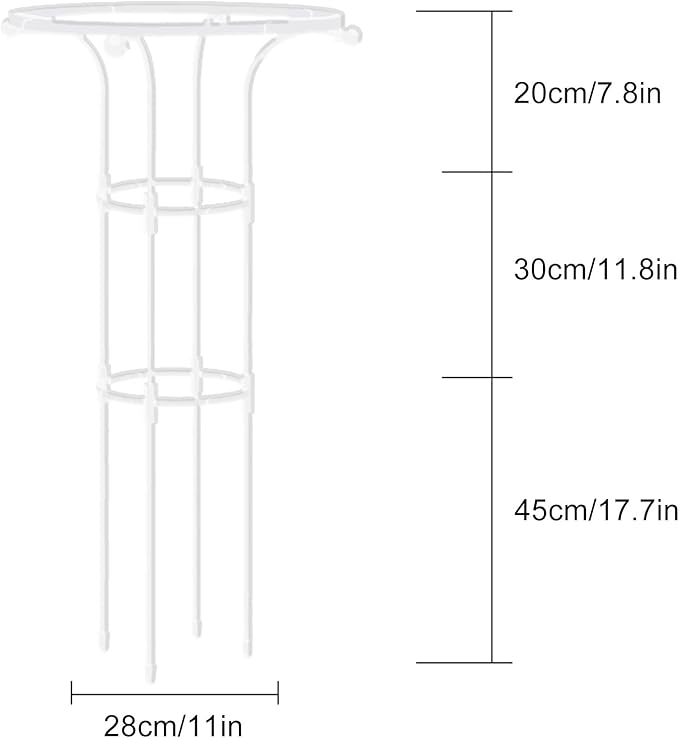 Asodomo Garden Obelisk Trellis for Climbing Plants Outdoor 3 Feet Metal Gardening Climbing Frame Plants Support Stakes for Potted Plants Vegetable Flowers Vine (White 11 D x 37.4 H)