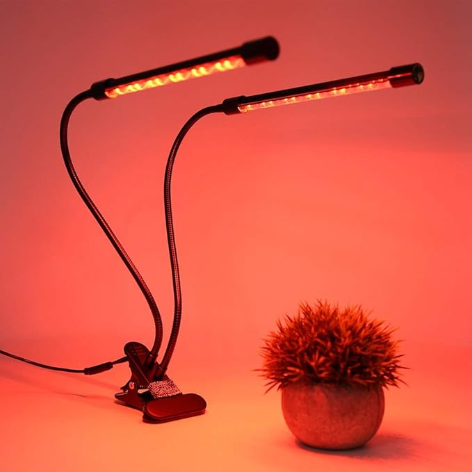 USB LED Grow Light with Clip 18W Red and Blue Plant Growing Lamp for Indoor Hydroponics - Adjustable 360 Degree Flexible Arm Energy Efficient Aluminum Housing Timing Function