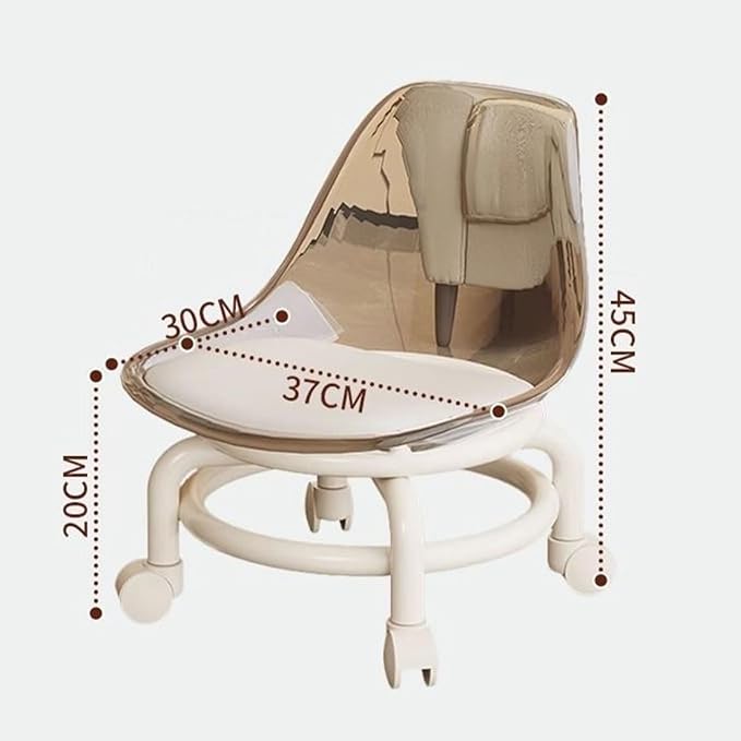 360 Degree Rotating Acrylic Plastic Rolling Stool for Home Garden Office and More Adjustable Height Rolling Stool with Smooth Wheels