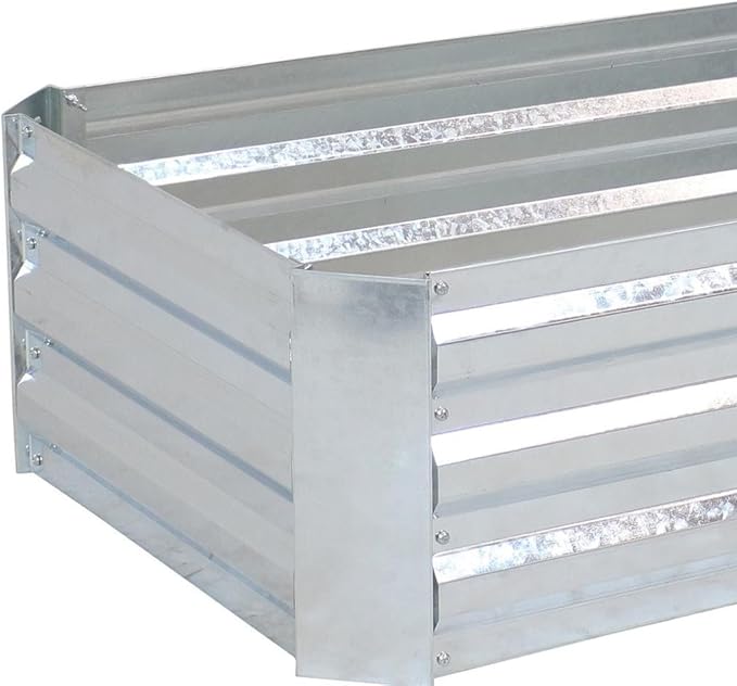 HomeRoots 12 X 48 Silver Metal Rectangular Raised Garden Bed