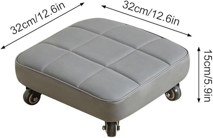 Low Rolling Stool Upgrade Widen Roller Seat 360 Bearing Wheels Soft PU Leather Short Rooling Stools for Home Garden Office (Gray1 One Size) (Gray1 One Size)