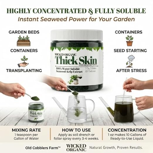Old Cobblers Farm Wicked Organic Thick Skin – Seaweed Extract Powder Plant Growth Booster (1oz | 2oz) (2 oz)