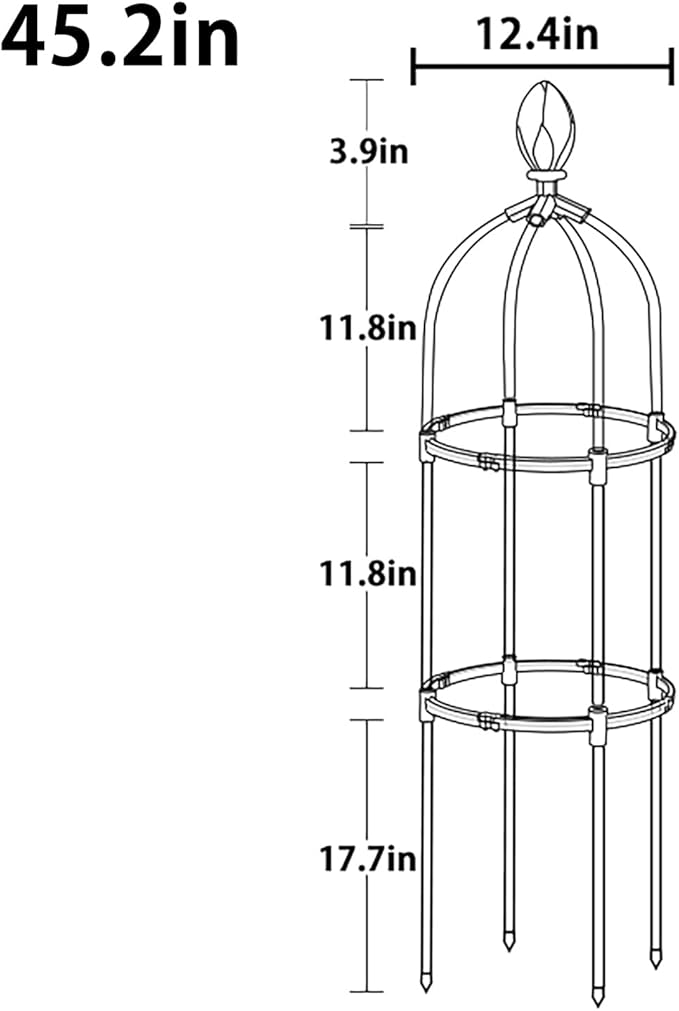 Garden Trellis for Climbing Plants Plant Trellis Tomato Cages and Supports for Vines Crop Garden Outdoor Indoor Potted Plant Support Plant Cage for Flower Vegetable Vines (M:115cm/45.2in)