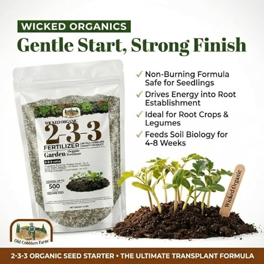 Old Cobblers Farm Wicked Organic Seed Starter Fertilizer 2-3-3 – Gentle Nutrition for Strong Root Development (5 lbs | 10 lbs | 15 lbs | 20 lbs) (5 lbs)