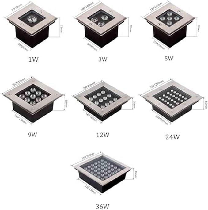 LED Landscape Lights - 85-265V Outdoor SpotlightsSquare Recessed Ground Light IP66 Waterproof Outdoor Buried Lights Ground LED Landscape LightsSpotlight Led Beam Lamp(Blue Light5W)