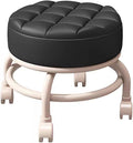 Low Rolling Stool with Wheels Foot Stools with Universal Swivel Caster Wheels Leather Small Stools for Garage Gardening(Orange One Size) (Black One Size)