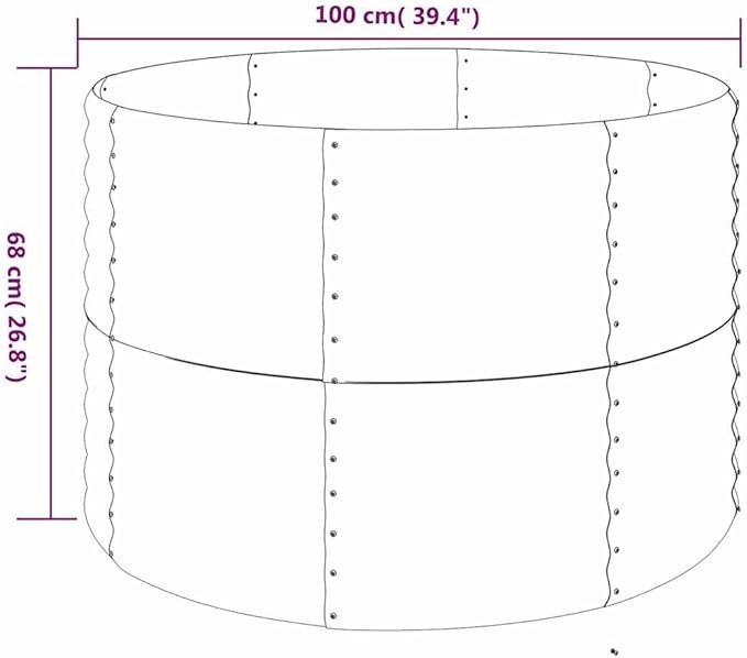 Garden Raised Bed Grey Powder-Coated Steel 39.4x39.4x26.8 in Square Outdoor Planter for Vegetables Herbs Flowers
