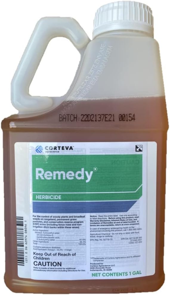 Remedy Specialty Herbicide Weed Killer &amp Brush Control At Rangeland Pasture and Fence Lines Triclopyr Concentrated Use Alone Or Tank Mix With GrazonNext/ForeFront HL Herbicide 1 Gallon