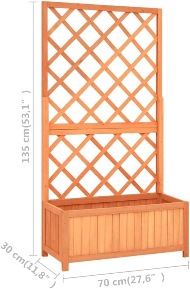 Garden Trellis Pot Raised Bed Garden Beds Outdoor Garden Trellis Planter Brown 27.6x11.8x53.1 Solid Firwood Easy to Assemble for Backyard Patio Deck Lawn