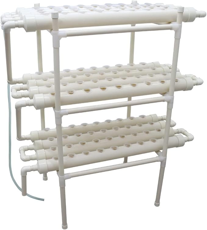 INTBUYING Hydroponics Growing System 108 Holes 12 Pipes 3 Layer Plant Site Grow Kit Hydroponic Gardending System Horizontal Diameter of The Growing Pipe: 2.5”