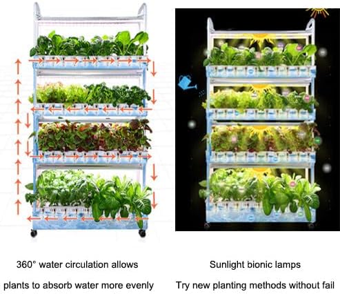 Smart Hydroponics Growing System with LED Light 48/64/90/120 Holes Hydroponic Tower Indoor Garden Hydroponics Growing Sys-tem for Home Vegetables FruitsClayPebbles-64holes