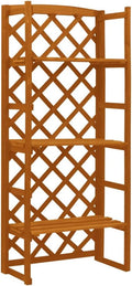 vidaXL Plant Rack 3-Tier Plant Stand with Trellis Plant Shelves for Indoor and Outdoor Flower Pot Stand for Patio Balcony Porch Solid Wood