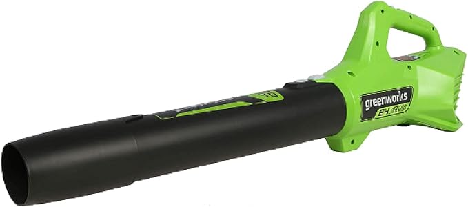 Greenworks 24V (90 MPH / 320 CFM / 200+ Compatible Tools) Cordless Axial Leaf Blower Battery and Charger Not Included