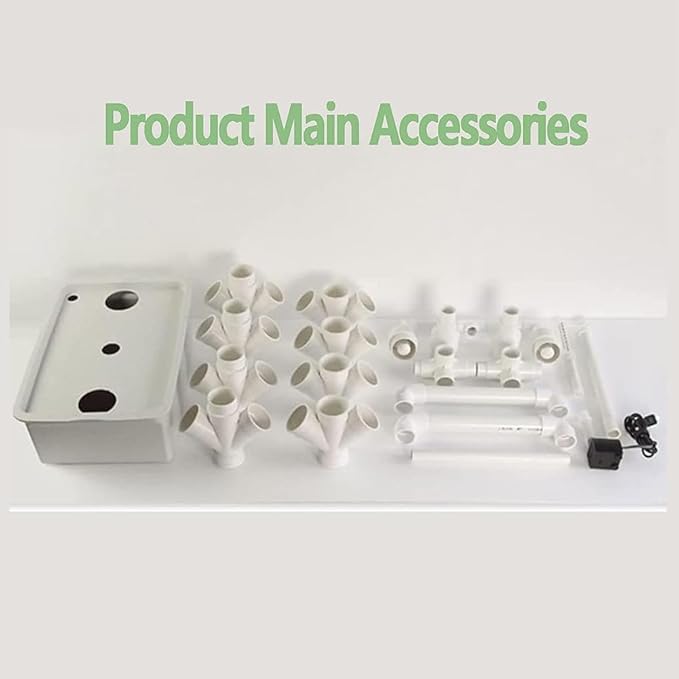 Vertical Hydroponic Tower Vegetable Plant Tower 16/24/32 Pots PVC Pipe Hydroponic Kit Aquaponics Growing System for Leafy Vegetables Herbs Garden Grow Lettuce and Fruits 16Holes ( 32Holes)