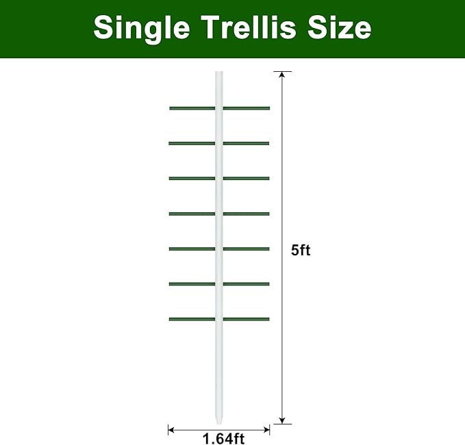 Agfabric 5ft Garden Trellis for Climbing Plants Outdoor U Tower Plant Support Trellis with 7 Arms (Each 1.64ft) U Cross-Section (5ft*1.64ft1pack)