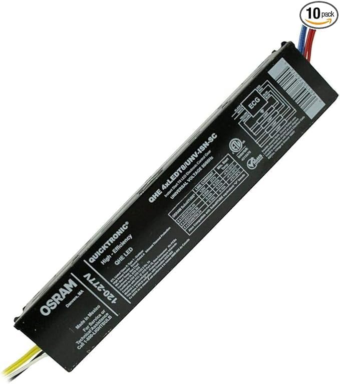 SYLVANIA 10 Pieces 75314 QHE 4xLEDT8/UNV-ISN-SC 4 Lamp Universal Voltage LED Driver for T8 Lamp