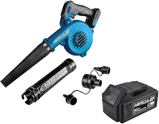 Generic 20V Cordless 200 MPH Compact Jobsite Blower with 20V 5 Ah Extended Performance Lithium-Ion Battery Compatible with Hercules Blue and Black