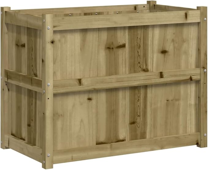 Large Garden Planter Natural Pine Treated Solid Wood 35.4x35.4x27.6 inch Durable Outdoor Raised Garden Bed for Flowers Herbs Vegetables