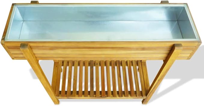 Outdoor Wooden Raised Garden Bed Planter Raised Garden Raised Bed Solid Acacia Wood and Zinc for Vegetable Flower and herb Planting 35.4 x 11.8 x 29.5 (L x W x H)