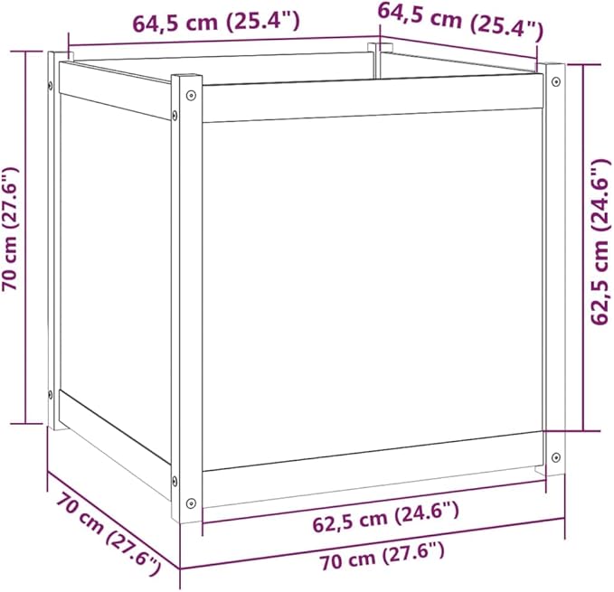 Garden Planter Natural Pine Solid Pinewood for Raised Bed Fence and Baskets Welded Wire Mesh Outdoor Patio Retaining Wall 27.6 in Durable