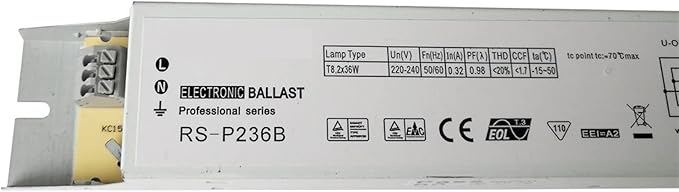 2pcs 110V/220V 50-60Hz 2X36W T8 2 Lamp Electronic Ballast RS-EU236B RS-P236B Ballast(220V)