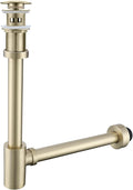 RANDOM Brushed Gold Brass Round Bottle P Trap Kit with Pop Up Drain Stopper with Overflow.RD83888BG-L-S6