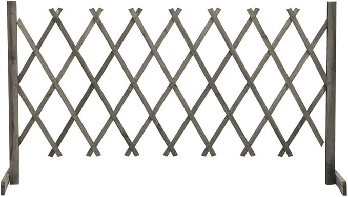 Garden Trellis Fence Wood Expandable Plant Support Climbing Lattices Wooden Decorative Divider Wall for Lawn Backyard Balcony Patio Outdoor Gray 59.1x31.5