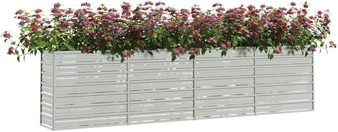 SKM Garden Raised Bed Silver Galvanized Steel Large Garden Raised BedSilver (Weight 39.07KG)